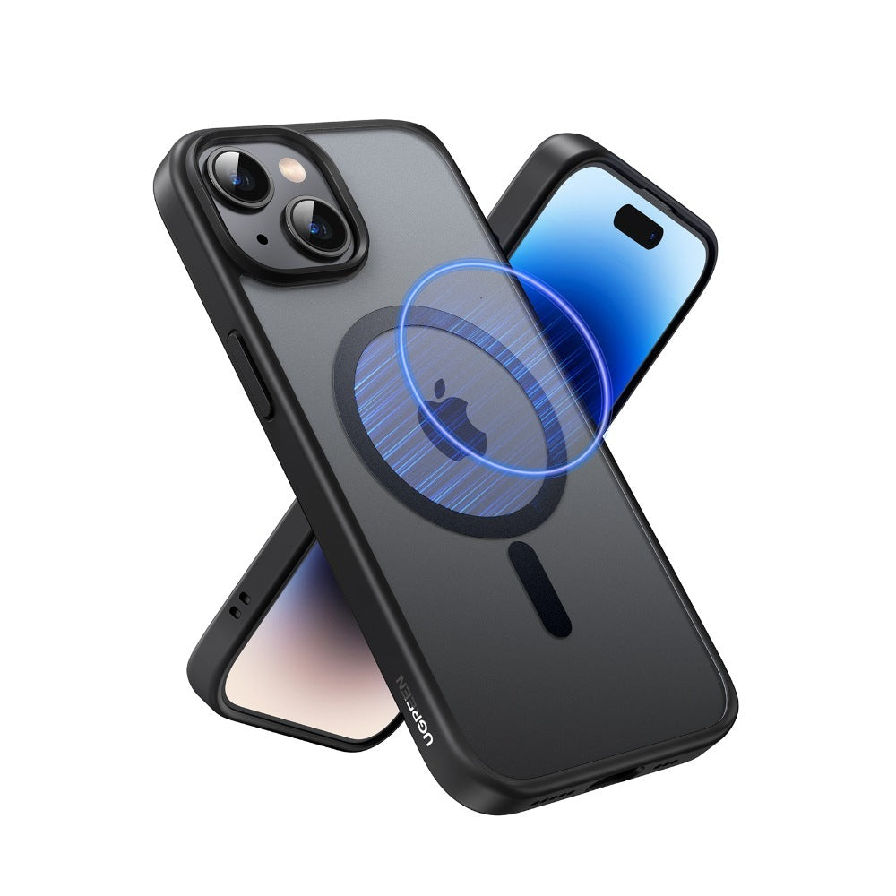 Black Frame Frosted Back Plate Magnetic Protective Case For Iphone 15 Plus Ugreen - 25401