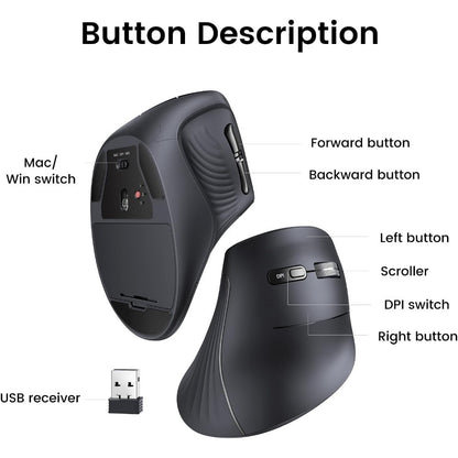 Ugreen, Vertical Design, 4000 Dpi Silent Bluetooth & Wireless Mouse Ugreen Mu008 - 25444