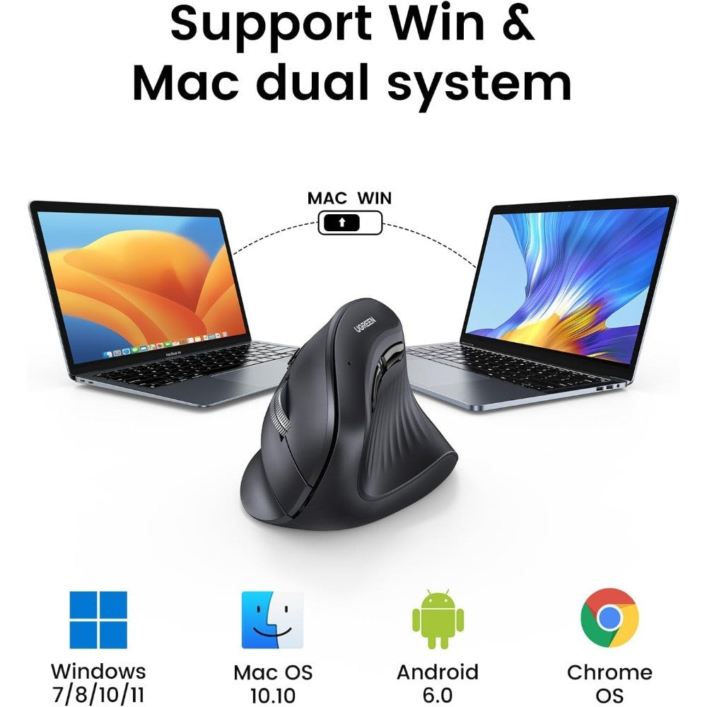 Ugreen, Vertical Design, 4000 Dpi Silent Bluetooth & Wireless Mouse Ugreen Mu008 - 25444