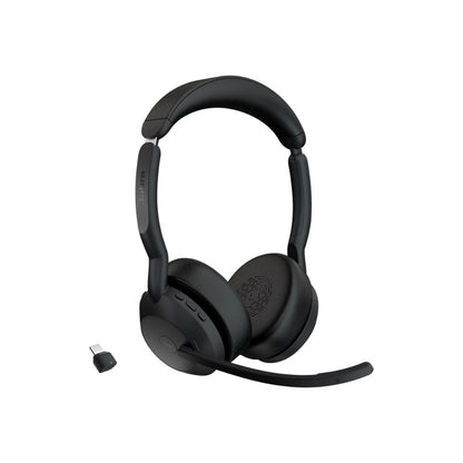 Jabra, Evolve2 55 MS Stereo Wireless Professional Headset With Advanced Active Noise Cancellation + Link 380c Wireless Dongle - Features AirComfort Technology, Noise-Cancelling Mics & Active Noise Cancellation - MS Teams Certified, Works with Other Platfo
