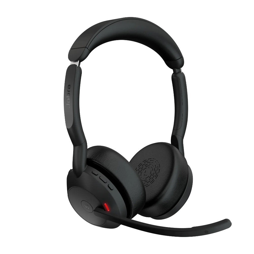 Jabra, Evolve2 55  MS Stereo Wireless Professional Headset With Active Noise Cancellation + Link 380a Wireless Dongle - Features AirComfort Technology, Noise-Cancelling Mics & Active Noise Cancellation - MS Teams Certified, Works with Other Platforms - Bl