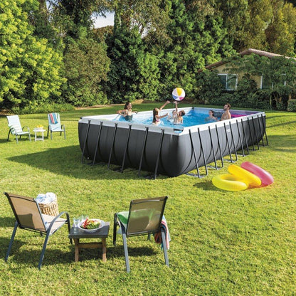 Intex, Rectangular Ultra XTR Frame Above Ground Pool Sand Filter Pump + Accessories 7.3m X 3.6m X 1.3m