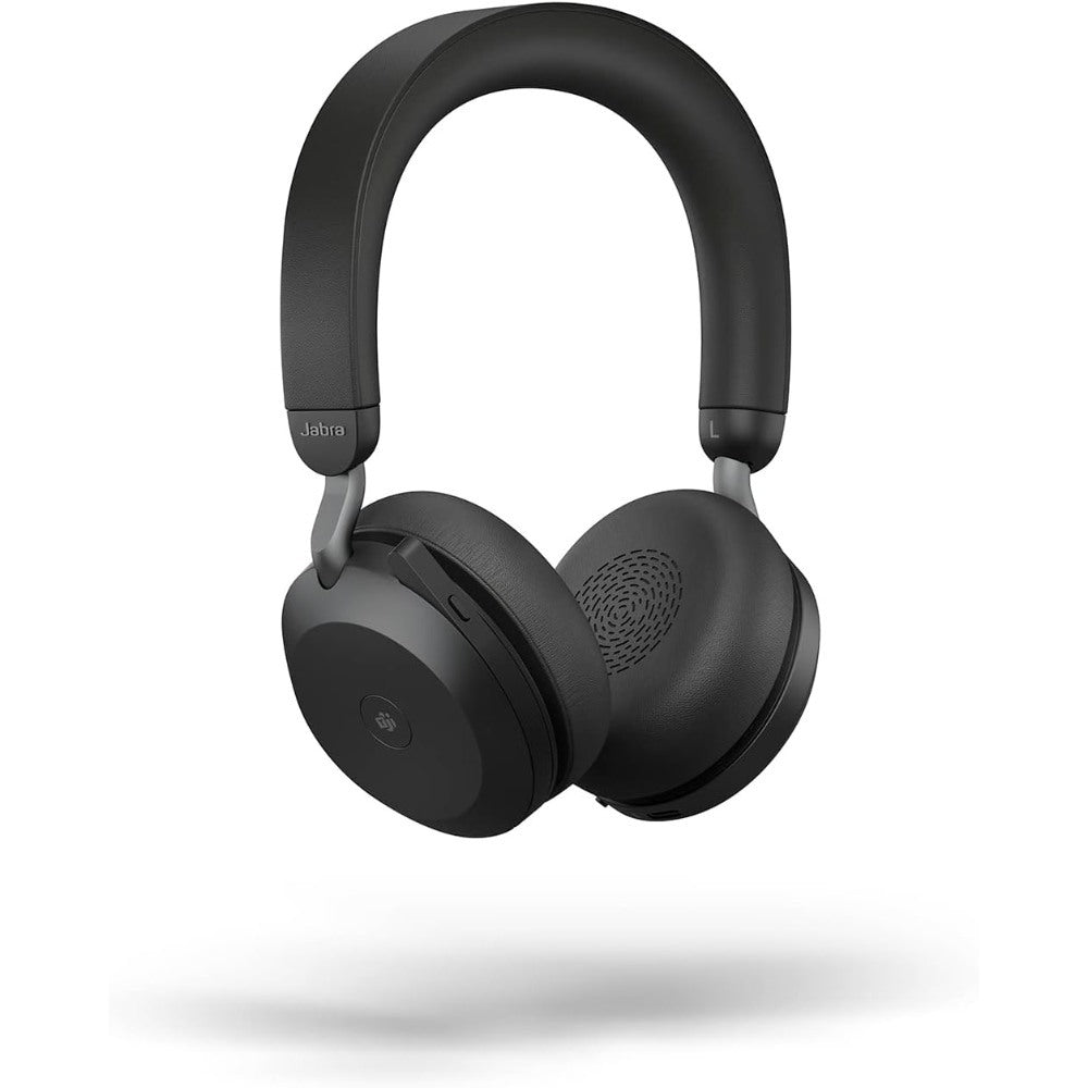 Jabra, Evolve2 75 MS Stereo Black  On-Ear Professional wireless PC Headset With Advanced Active Noise Cancellation + Link 380c Wireless Dongle, with 8-Microphone Technology - Dual Foam Stereo Headphones, MS Teams-compatibility