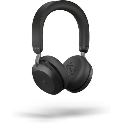 Jabra, Evolve2 75 MS Stereo Black  On-Ear Professional wireless PC Headset With Advanced Active Noise Cancellation + Link 380c Wireless Dongle, with 8-Microphone Technology - Dual Foam Stereo Headphones, MS Teams-compatibility