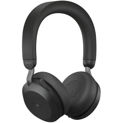 Jabra, Evolve2 75 MS Stereo Black  On-Ear Professional wireless PC Headset With Advanced Active Noise Cancellation + Link 380c Wireless Dongle, with 8-Microphone Technology - Dual Foam Stereo Headphones, MS Teams-compatibility