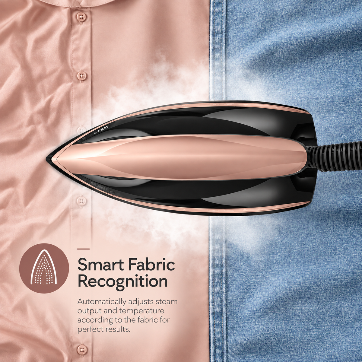 Karaca Suction Cup Smart Touch Steam Iron – Rosegold, 7883