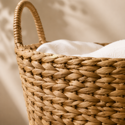 Karaca Home Lora Boho Style Wicker Oval Basket with Handles 40 cm, 300.21.02.0121