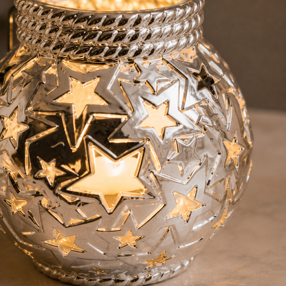Karaca Home Star Ceramic Silver Candle Holder, 300.21.02.0358