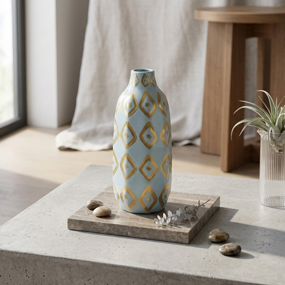 Karaca Home Joyful Blue Ceramic Vase 25 cm, 300.22.02.0038