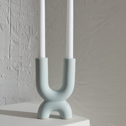 Karaca Home Martina Set of 2 Decorative Candlesticks - Light Blue, 300.23.01.0521