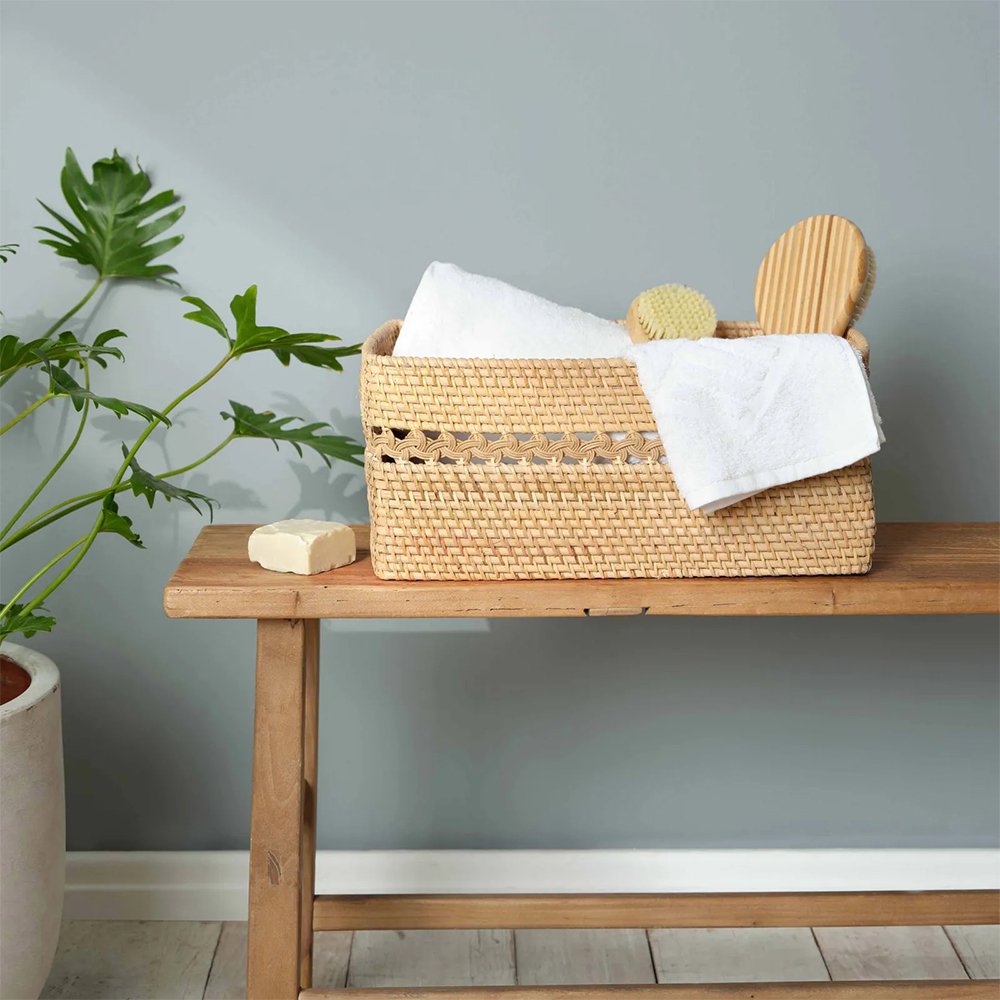 Karaca Home Wave Bohemian Rattan Rectangular Laundry Basket 39 cm, 300.21.02.0113