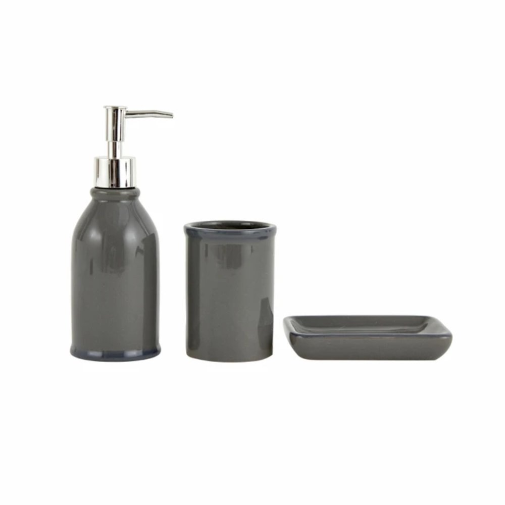 Karaca Home Plain 3-Piece Ceramic Bathroom Accessory Set, 300.23.01.0206