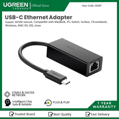Ugreen, Usb-C To Ethernet Adapter Ugreen 30287