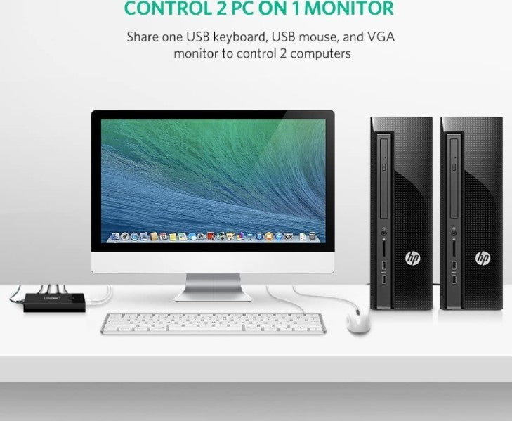 Ugreen, Kvm Switch Box Vga & 2 Port Usb, Full Hd Ugreen 30357