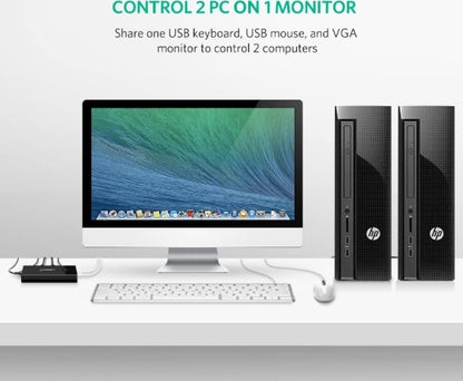 Ugreen, Kvm Switch Box Vga & 2 Port Usb, Full Hd Ugreen 30357