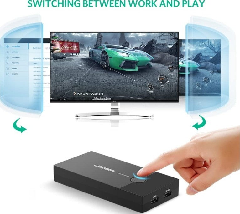 Ugreen, Kvm Switch Box Vga & 2 Port Usb, Full Hd Ugreen 30357