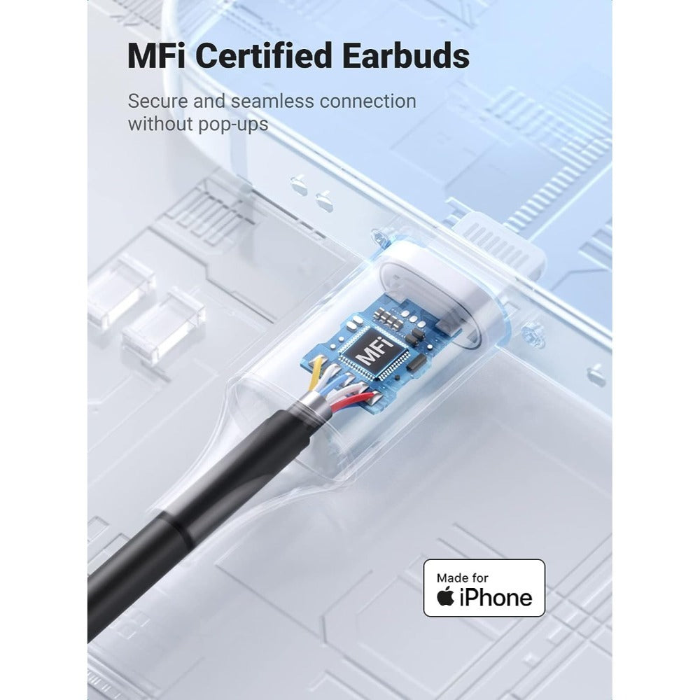 Ugreen, Mfi Certified Lightning Wired Earphones With Microphone, Noise Isolation, Powerful Bass Ugreen Ep103-30631