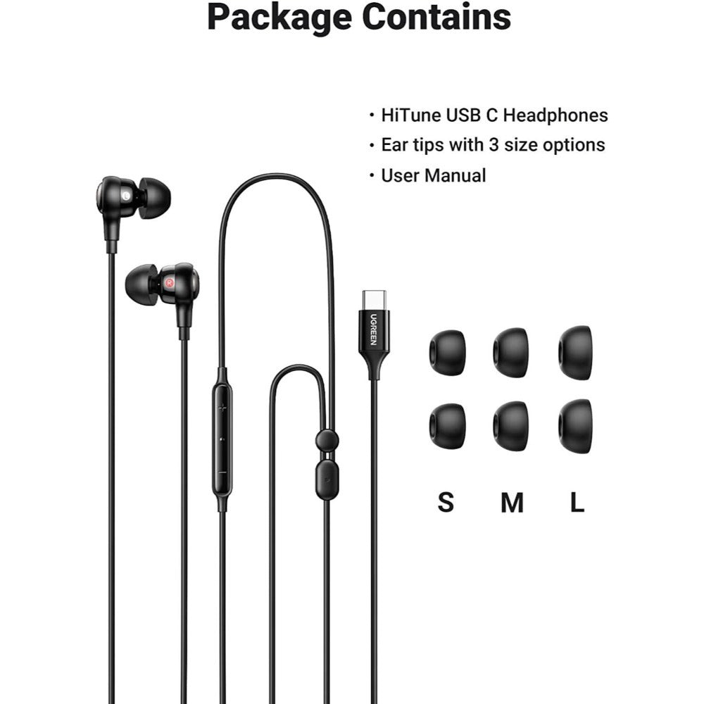 Ugreen, Usb-C Earphone With Microphone And Volume Control, Noise Isolation, Powerful Bass Ugreen Ep103-30638