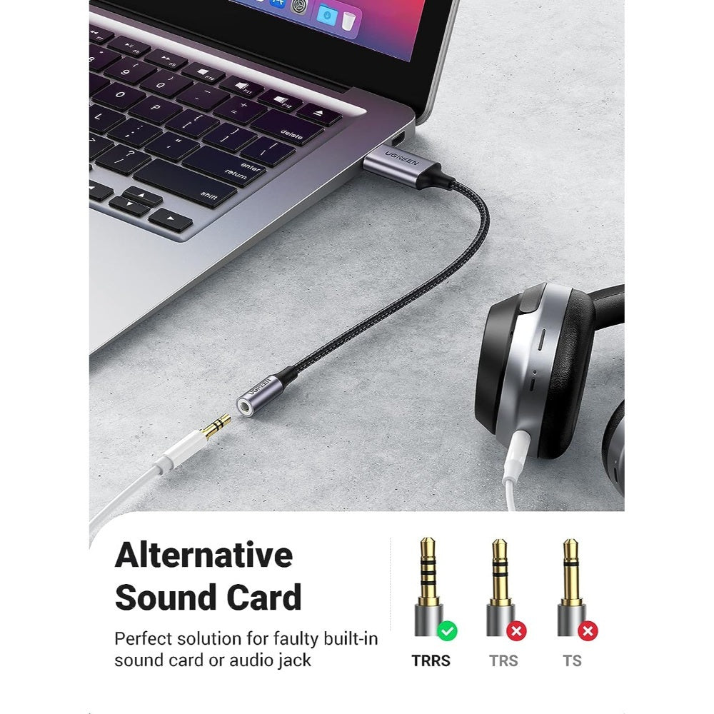 Ugreen, Usb Sound Card, Usb To 3.5Mm Female Jack Audio Adapter Ugreen Cm477 - 30757