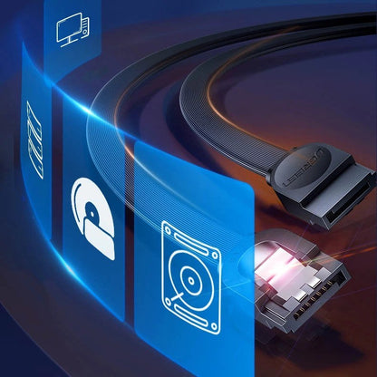 Ugreen, Sata 3.0 Data Cable For 3.5 & 2.5 Ssd/ Hdd, 6Gbps Speed, Flexible And Durablesata 3 Data Cable 0.5M Black Ugreen Us217 - 30796