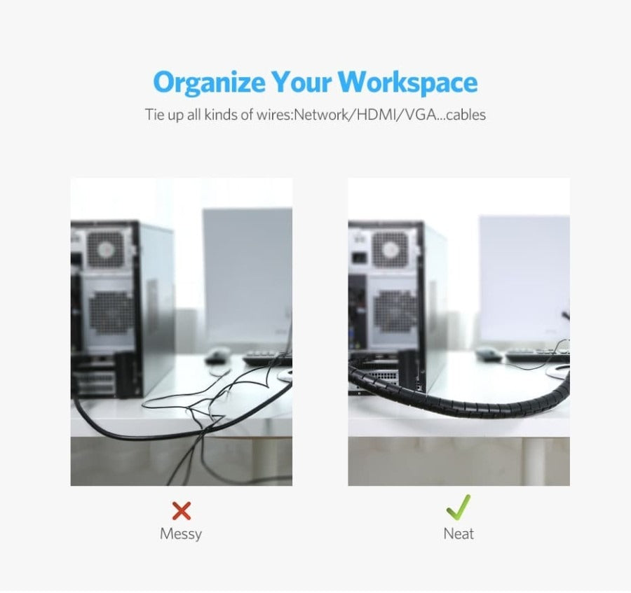 Ugreen, Spiral Cable Zipper Organizer Tube 1.5M G171:X171Flexible And Can Be Cut Ugreen Lp121-30818