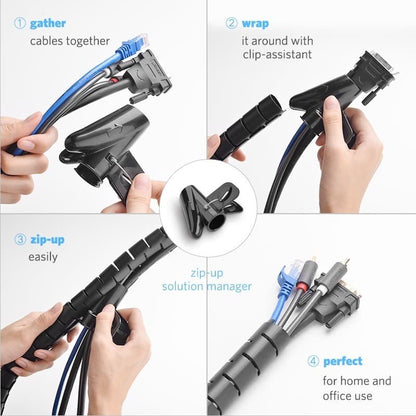 Spiral Cable Zipper Organizer Tube 3M, G171:X171Flexible And Can Be Cut Ugreen Lp121-30819