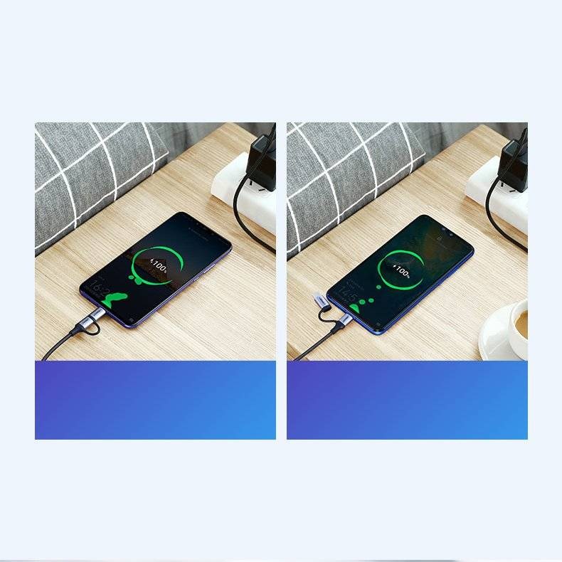 Ugreen, Usb To Micro Usb + Usb-C 5V/3A Fast Charge & Data Cable - Nylon Braided & Aluminum Body Ugreen Us177 - 30875