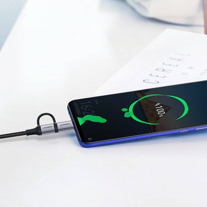 Ugreen, Usb To Micro Usb + Usb-C 5V/3A Fast Charge & Data Cable - Nylon Braided & Aluminum Body Ugreen Us177 - 30875