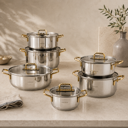 Karaca Gold Elegance 34 cm Stainless Steel Pot, 8683650326052