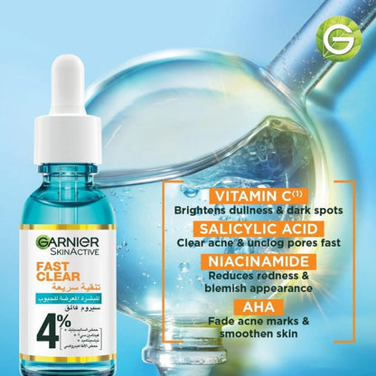 Garnier, Fast Clear 4% Salicylic Acid Anti-Acne Treatment Booster Serum 30mL
