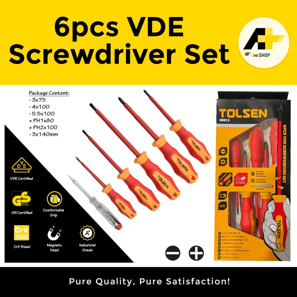 Tolsen, 6pcs VDE/GS Certified Screwdrivers