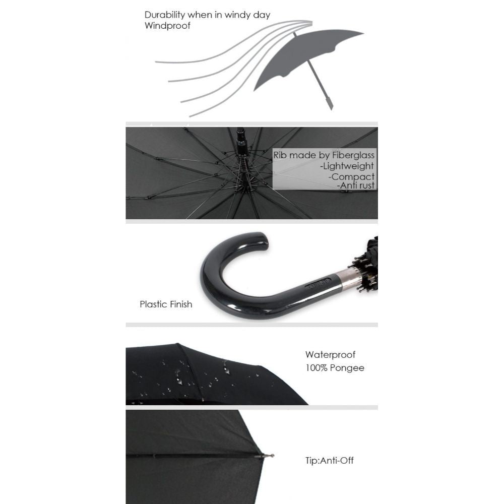 Susino, Stick Auto Open Umbrella, 3930, Black