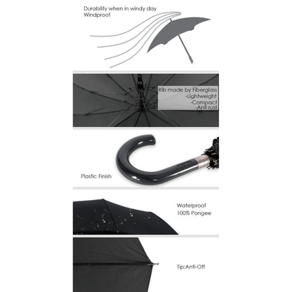 Susino, Stick Auto Open Umbrella, 3930, Black