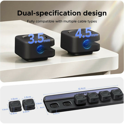 UGREEN Magnetic Cable Organizer - Desktop Cord Holder with 6 Silicone Clips & 6N Strong Magnets for Charging Wires - LP987 45097