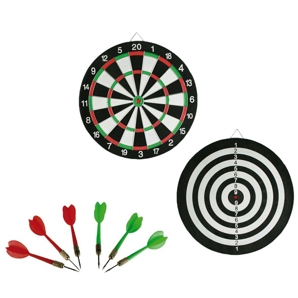 Out Of The Blue, Dart Board Game Double-Sided 36.5Cm With 6 Darts, 63/3029, Multicolored