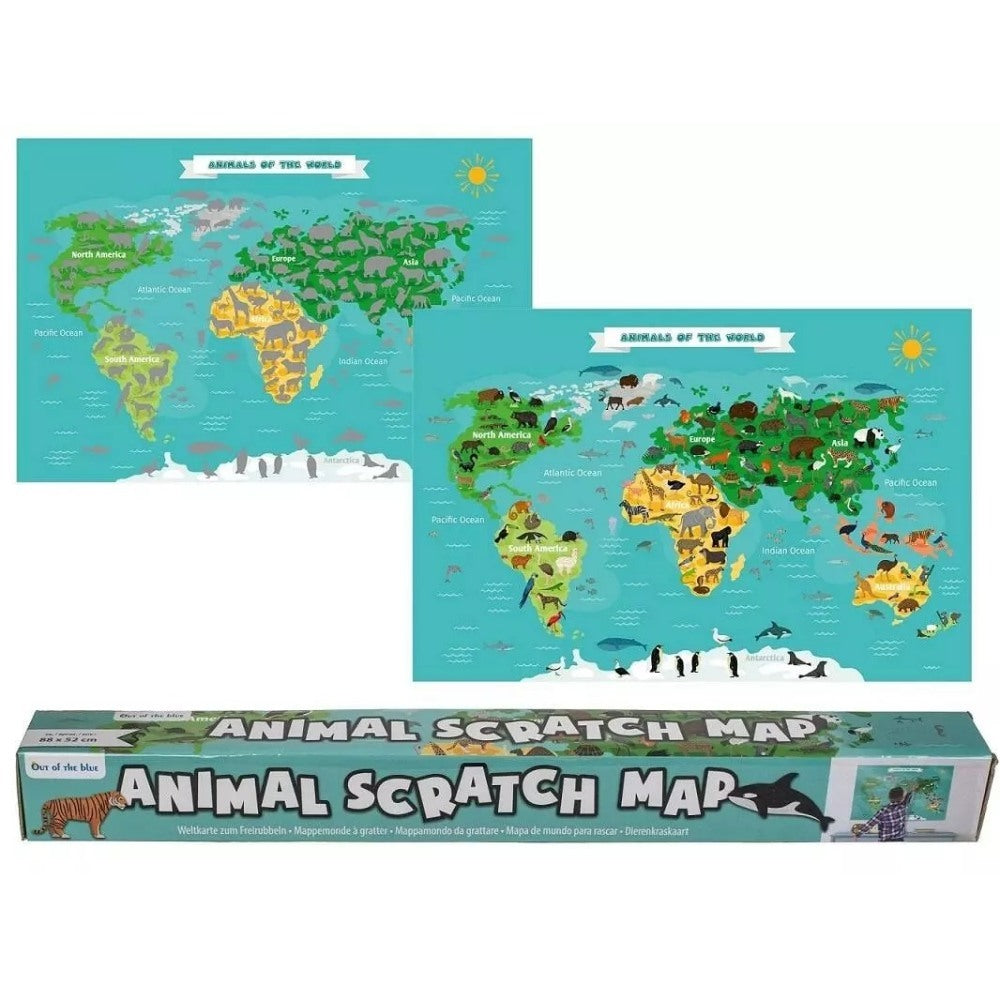 Out Of The Blue, Scratching World Map Poster World Map Animals 88X52 Cm #29/2898.