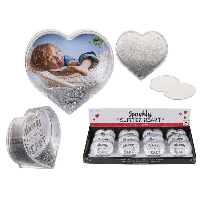 Out Of The Blue, 3D Acrylic Heart Waterglobe With Heart Foils For 1 Photo 9 X 9 Cm #?94/2178.