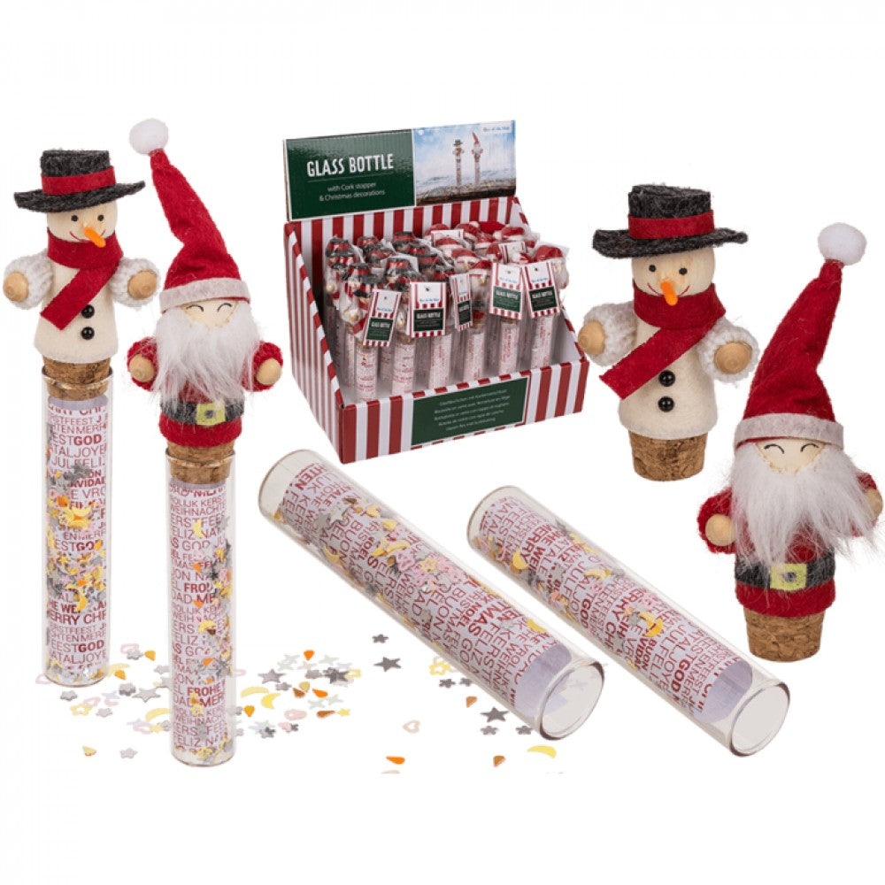 Out Of The Blue, Glass Mini Bottle With Cork Stopper 17 Cm, Christmas Decorations 946260 Santa Clause Design