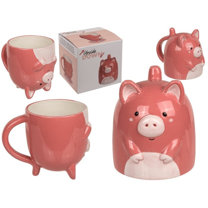 Out Of The Blue, Upside Down Mug Pig 12 X 14 Cm Dolomite 500 Ml #78/8382 Pink