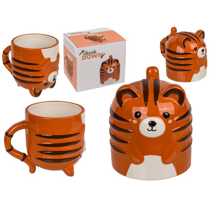 Out Of The Blue, Upside Down Mug Tiger 12 X 14 Cm Dolomite 500 Ml #78/8390 Orange.