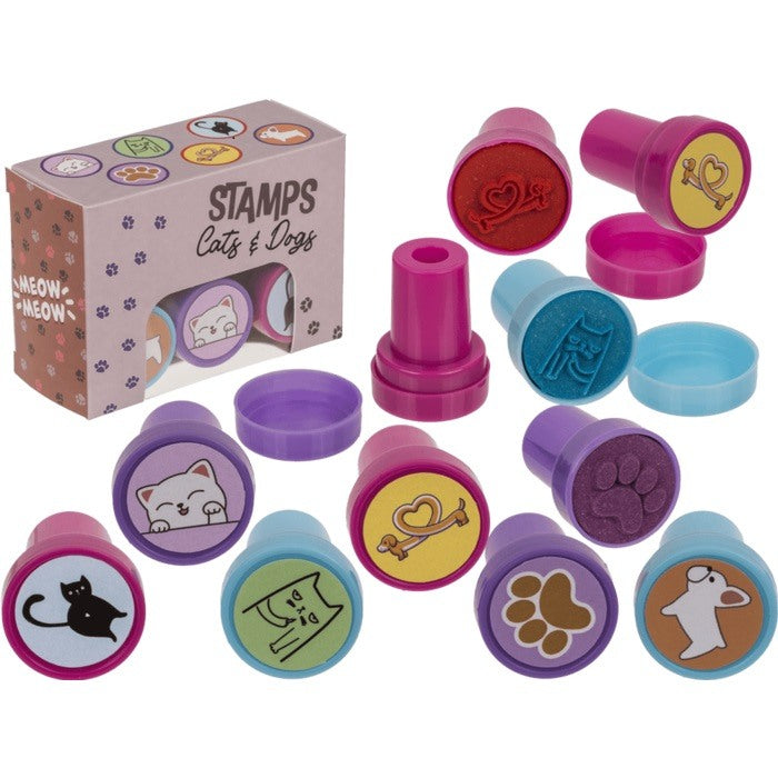 Out Of The Blue, Stamps Cats And Dogs 2.5 Cm Set Of 6 In Gift Box#29/2763.