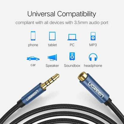 Ugreen, 3.5Mm Male To Female Extension Audio Cable - Nylon Braided Ugreen Av118 - 40674