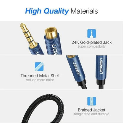 Ugreen, 3.5Mm Male To Female Extension Audio Cable - Nylon Braided Ugreen Av118 - 40674