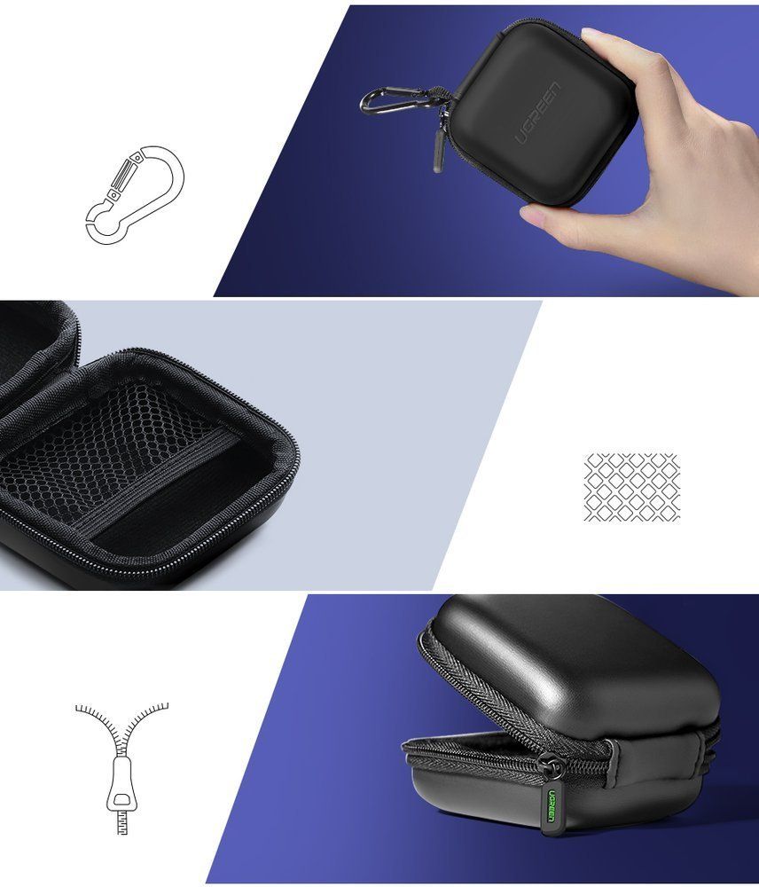 Ugreen, Waterproof Small Size Case For Earphone, Cable, Charger, Earbuds & Memory Card