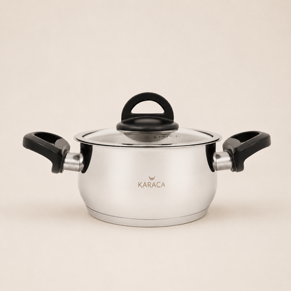 Karaca Florya Antibacterial Stainless Steel Cookware Set Black – 8 Pieces, 153.03.08.0416