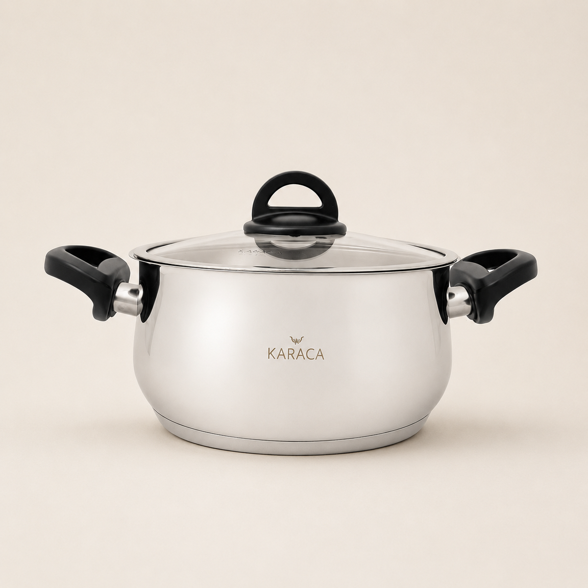 Karaca Florya Antibacterial Stainless Steel Cookware Set Black – 8 Pieces, 153.03.08.0416