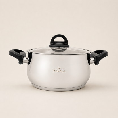 Karaca Florya Antibacterial Stainless Steel Cookware Set Black – 8 Pieces, 153.03.08.0416