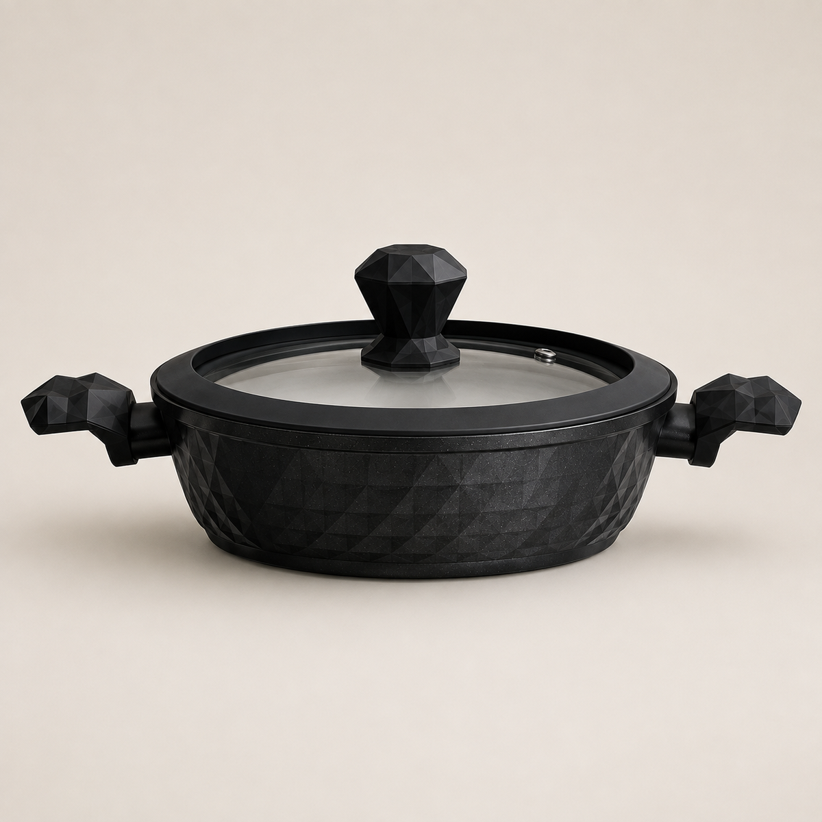 Karaca BioDiamond Non-Stick Antibacterial Handle Induction Shallow Casserole with Lid 30 cm, 153.03.08.0425