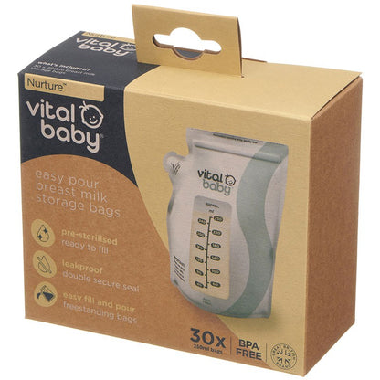 Vital Baby, Nurture Easy Pour Breast Milk Storage Bags 30pk