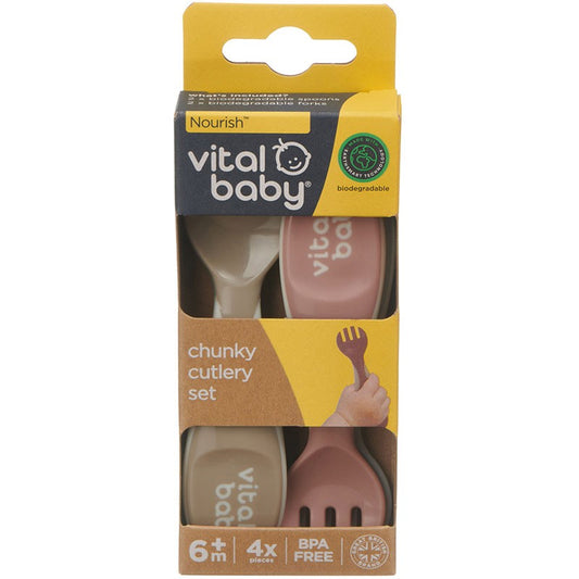 Vital Baby, Nourish Chunky Cutlery 4pk- Natural